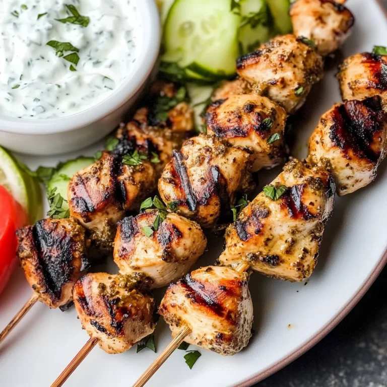 Grilled Chicken Kabobs with Cucumber Yogurt Sauce