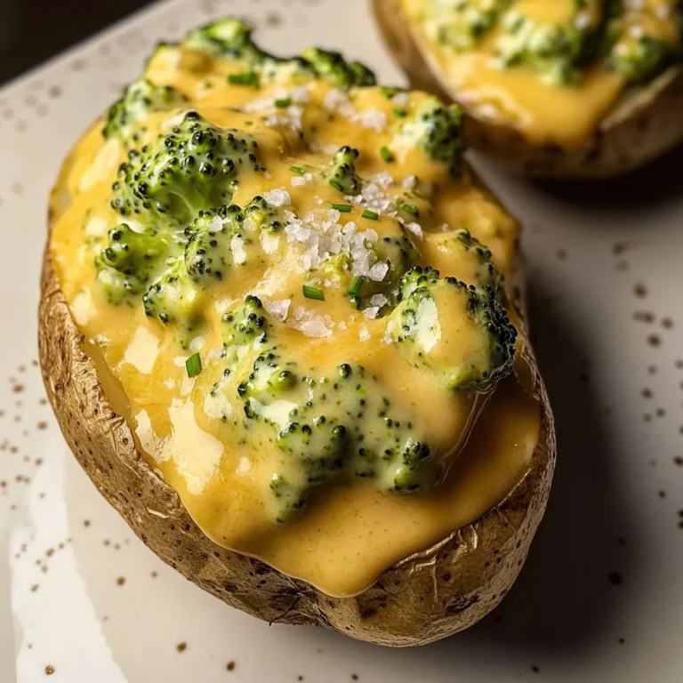 Cheesy Baked Potatoes with Broccoli Cheese Sauce