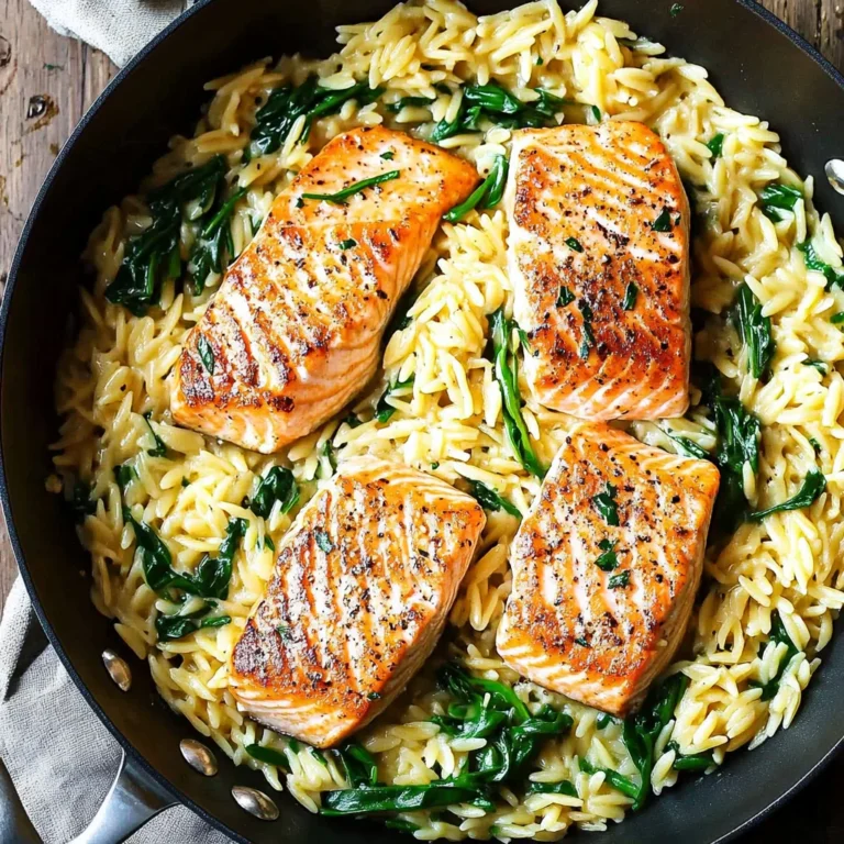 One Skillet Salmon with Lemon Orzo