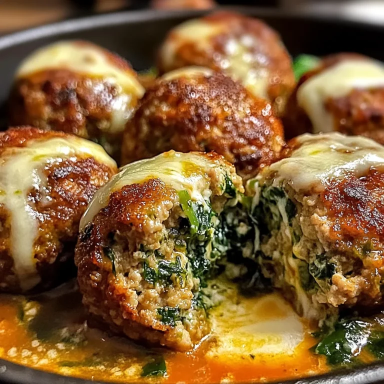 Spinach Garlic Meatballs Stuffed with Mozzarella