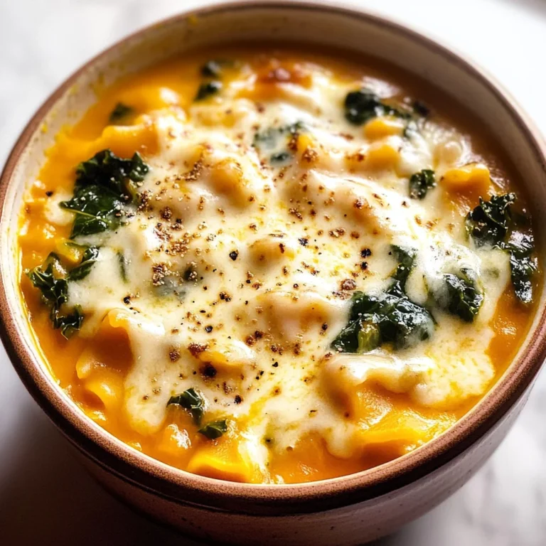 Butternut Squash Lasagna Soup with Kale & Mozzarella