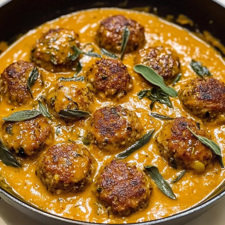 Turkey Meatballs in Pumpkin Sage Sauce
