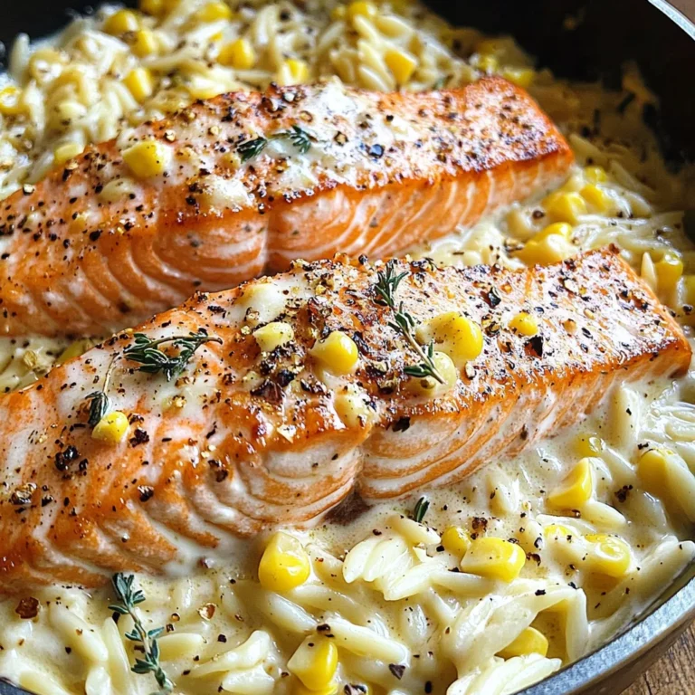 Creamed Corn Orzo with Salmon