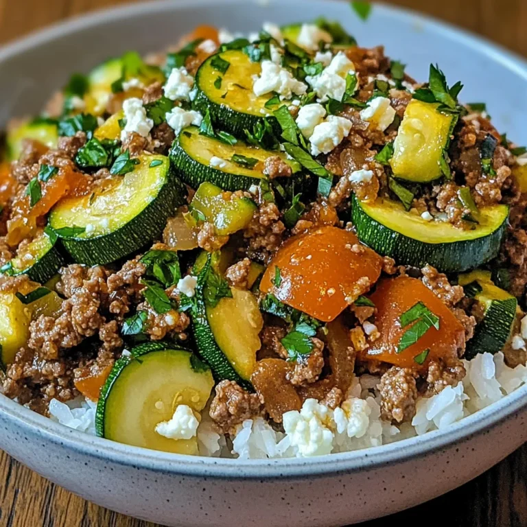 Greek-Style Beef and Zucchini Rice Bowl