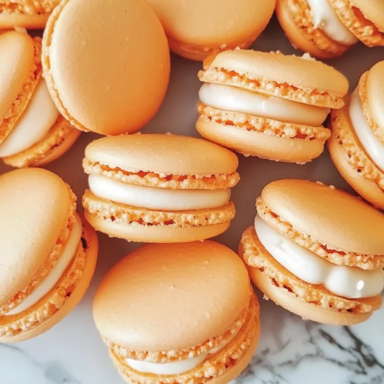 Peach Macarons with Fresh Peaches and Cream