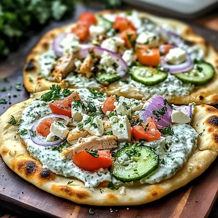 pizza topped with tzatziki sauce