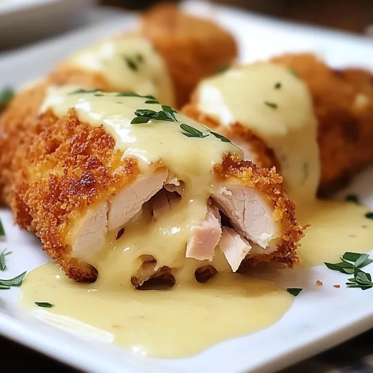 Chicken Cordon Bleu with Swiss Cheese Sauce is delicious.