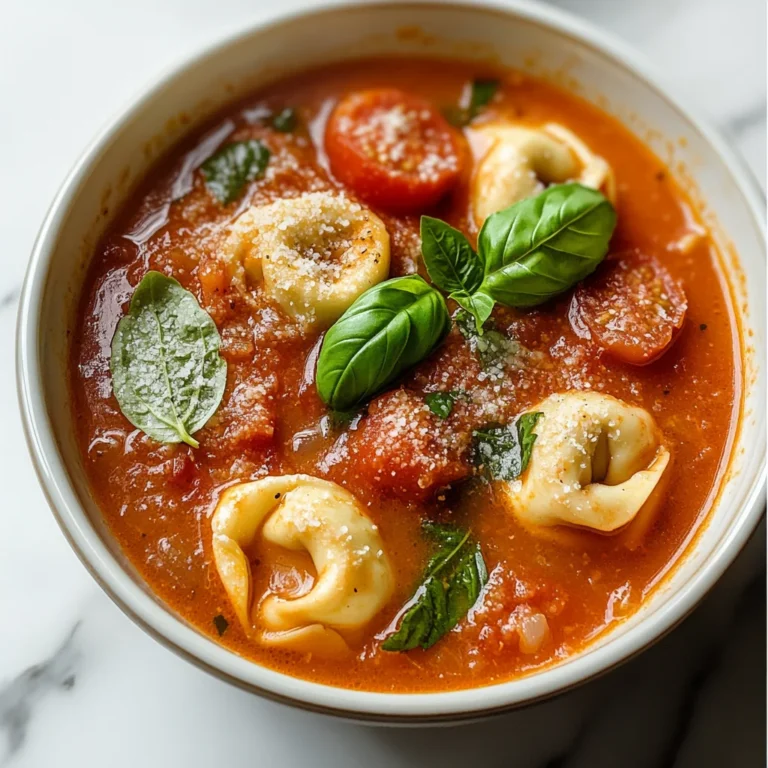 Creamy Tomato Tortellini Soup with Fresh Basil
